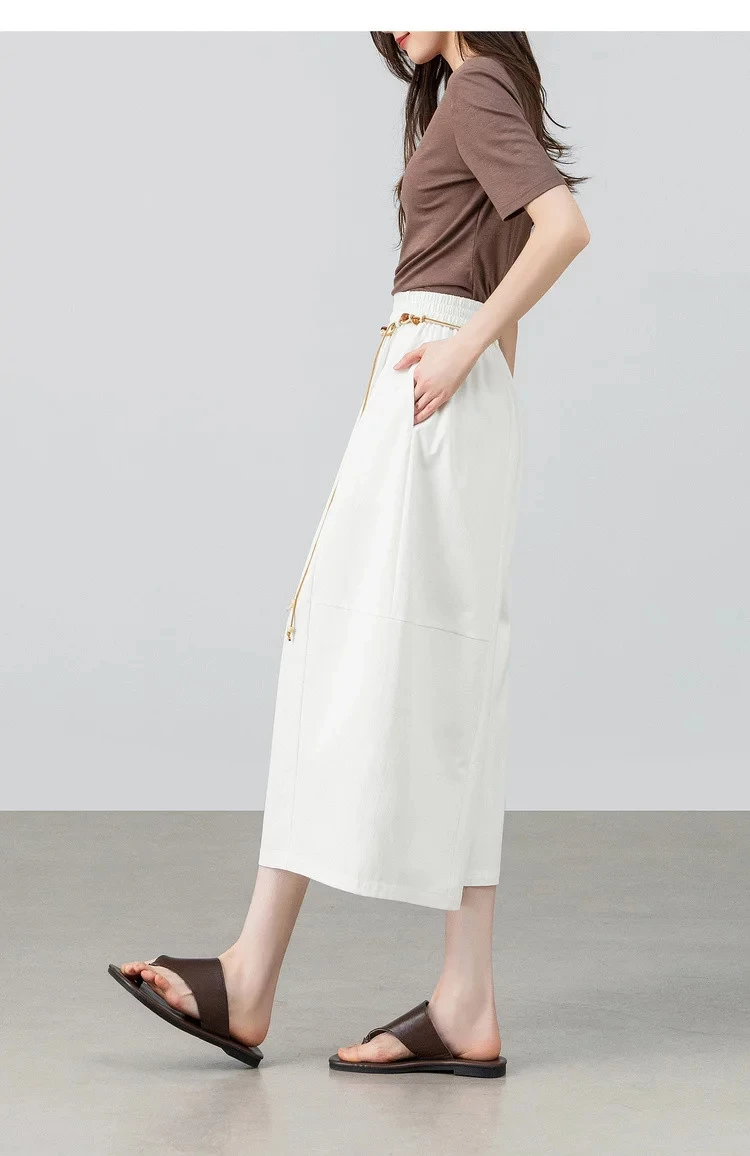 SENTUBILA Damen Sonnenschutz Rockhose 2026 Sommer Weiß, lockere, elegante Freizeithose mit Gürtel, 162KF4009 – Detail 20