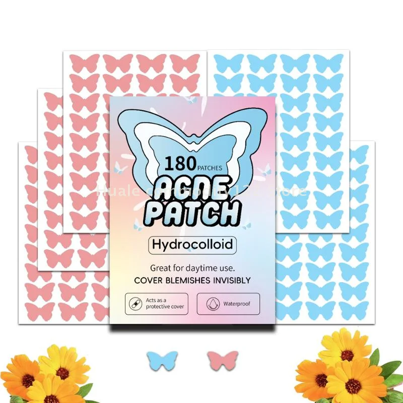 180 قطعة بثرة التصحيح حب الشباب الغروانية المائية الملونة فراشة شكل تنفس حب الشباب إزالة حب الشباب غطاء الوجه بقعة بثرة التصحيح