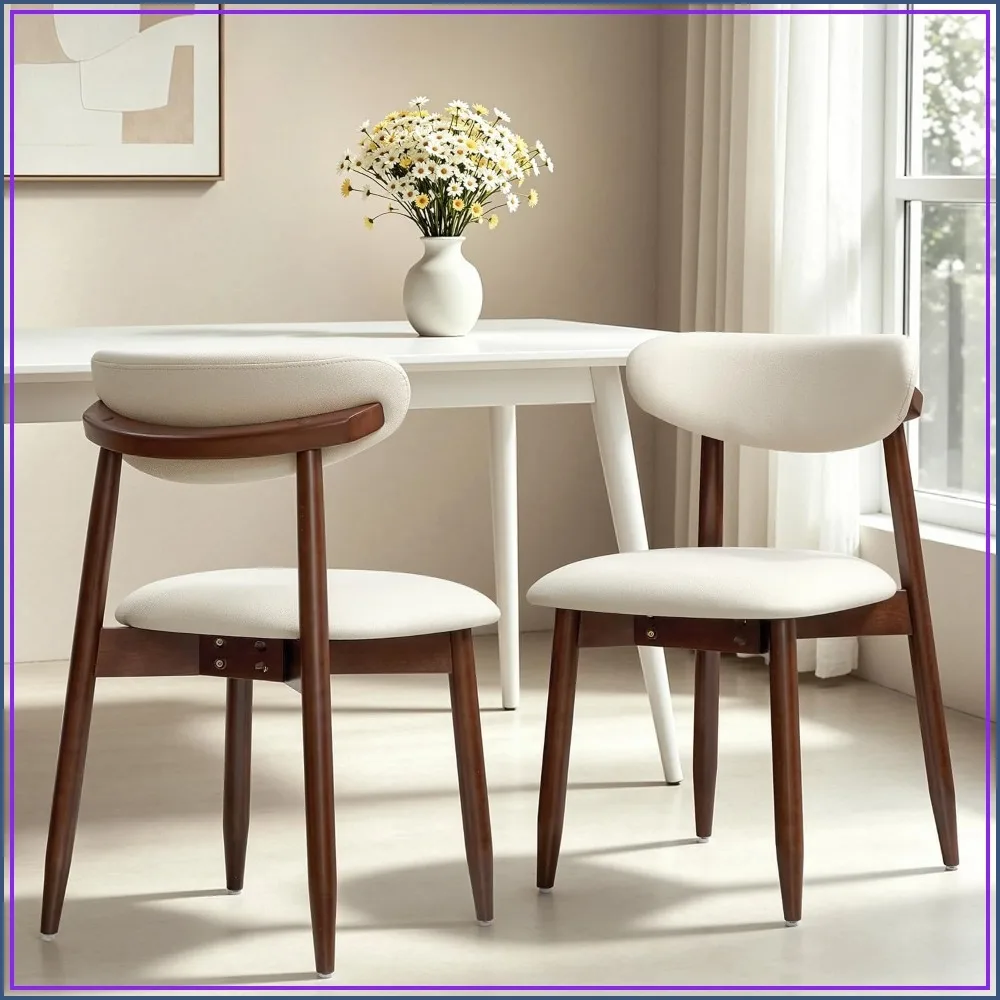 CHUN YI Dining Chairs Set of 2, Upholstered Solid Wood Dining Room Chairs