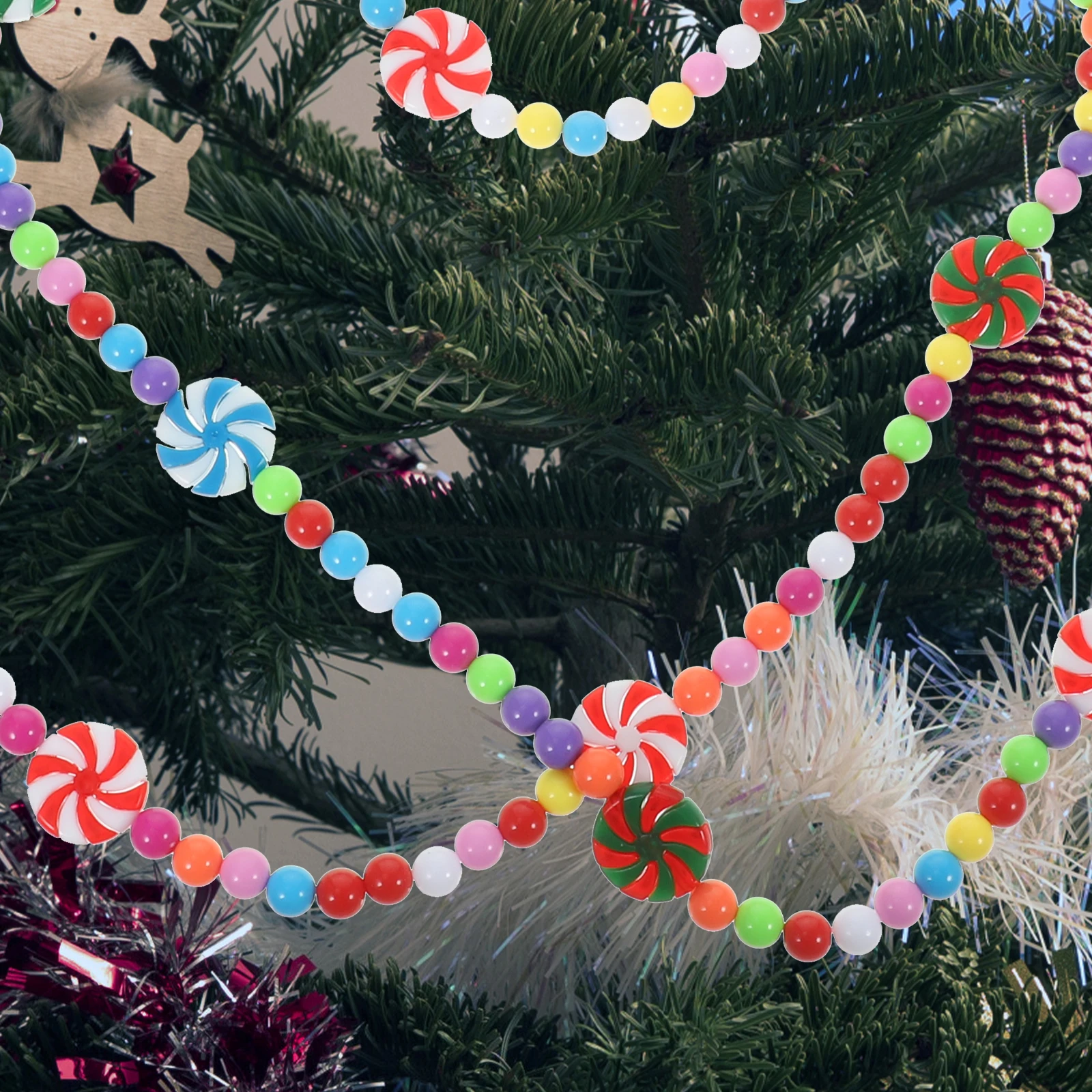 

Candy Garland Christmas Beaded String Hanging Decor Xmas Party Decorative Candy Pendant Home Adornment Christmas Garland