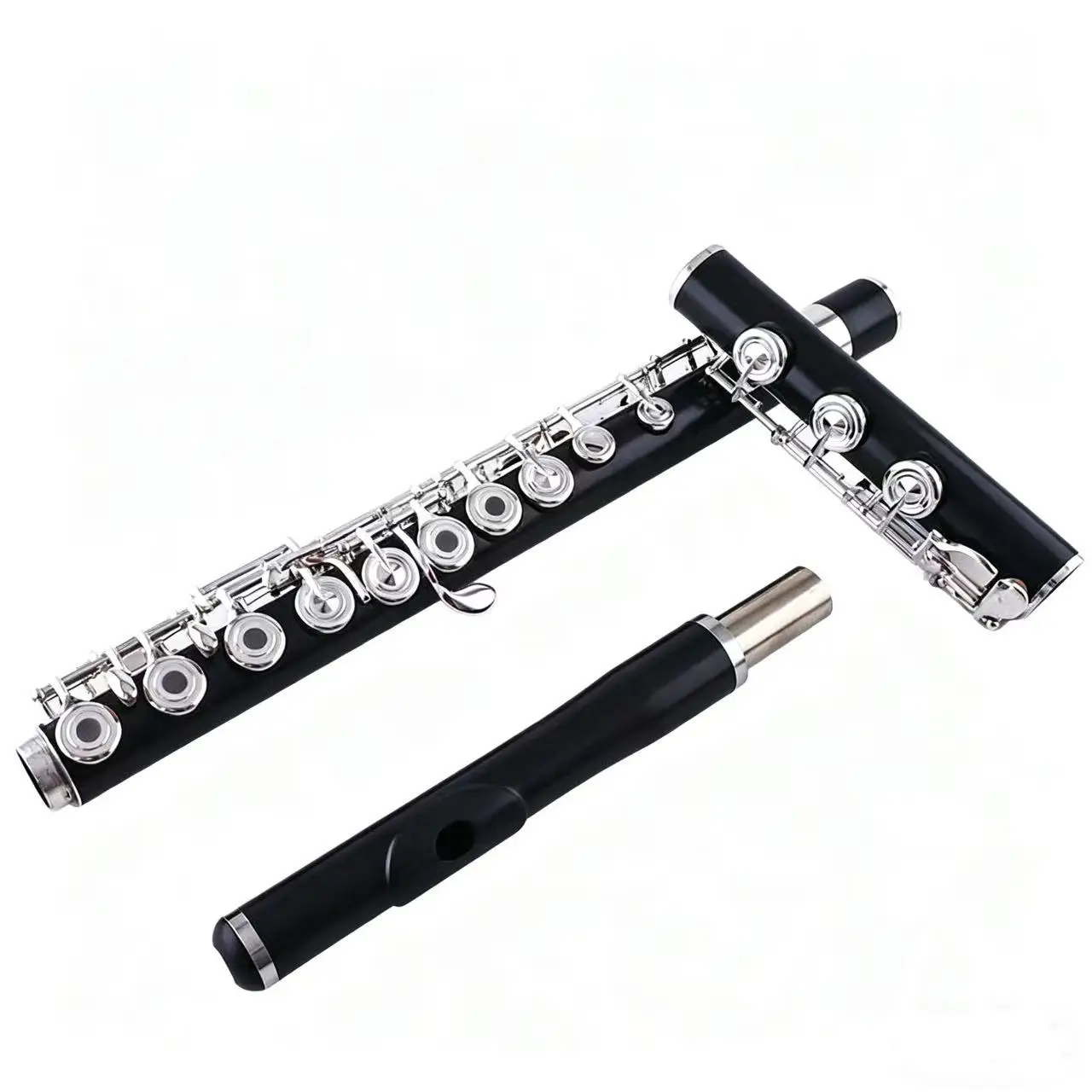 High Quality Ebony Transverse Flute Silver Plated Open Hole Design Wooden Flute