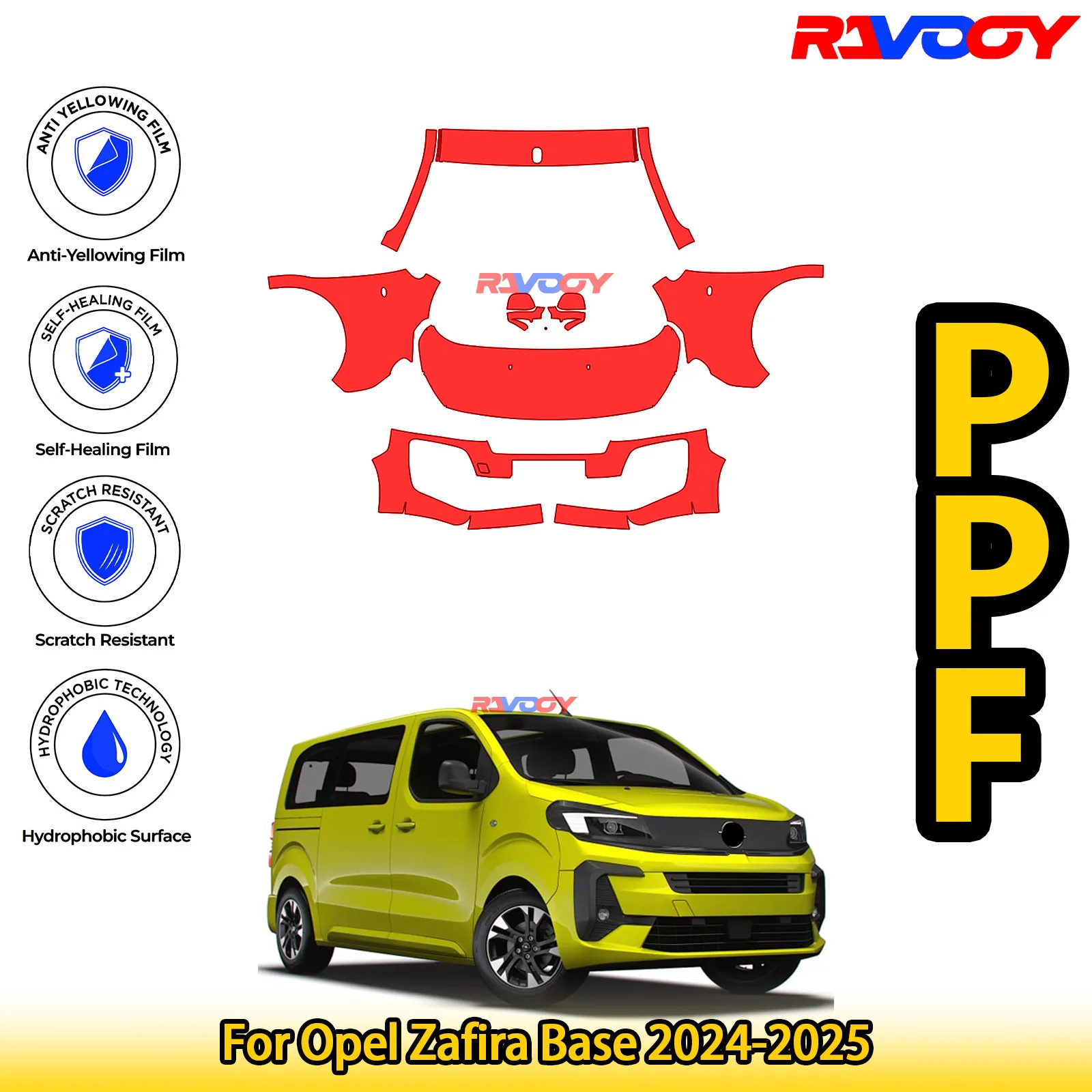 

For Opel Zafira Base 2024-2025 Glossy Matte Black Precut front PPF Kit Paint Protection Film
