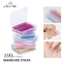 GLAMLASH 50/100pcs Wood Sticks for Cuticle Pusher Remove Forks for Nail Art Boxed Pedicure Manicures Makeup Tool