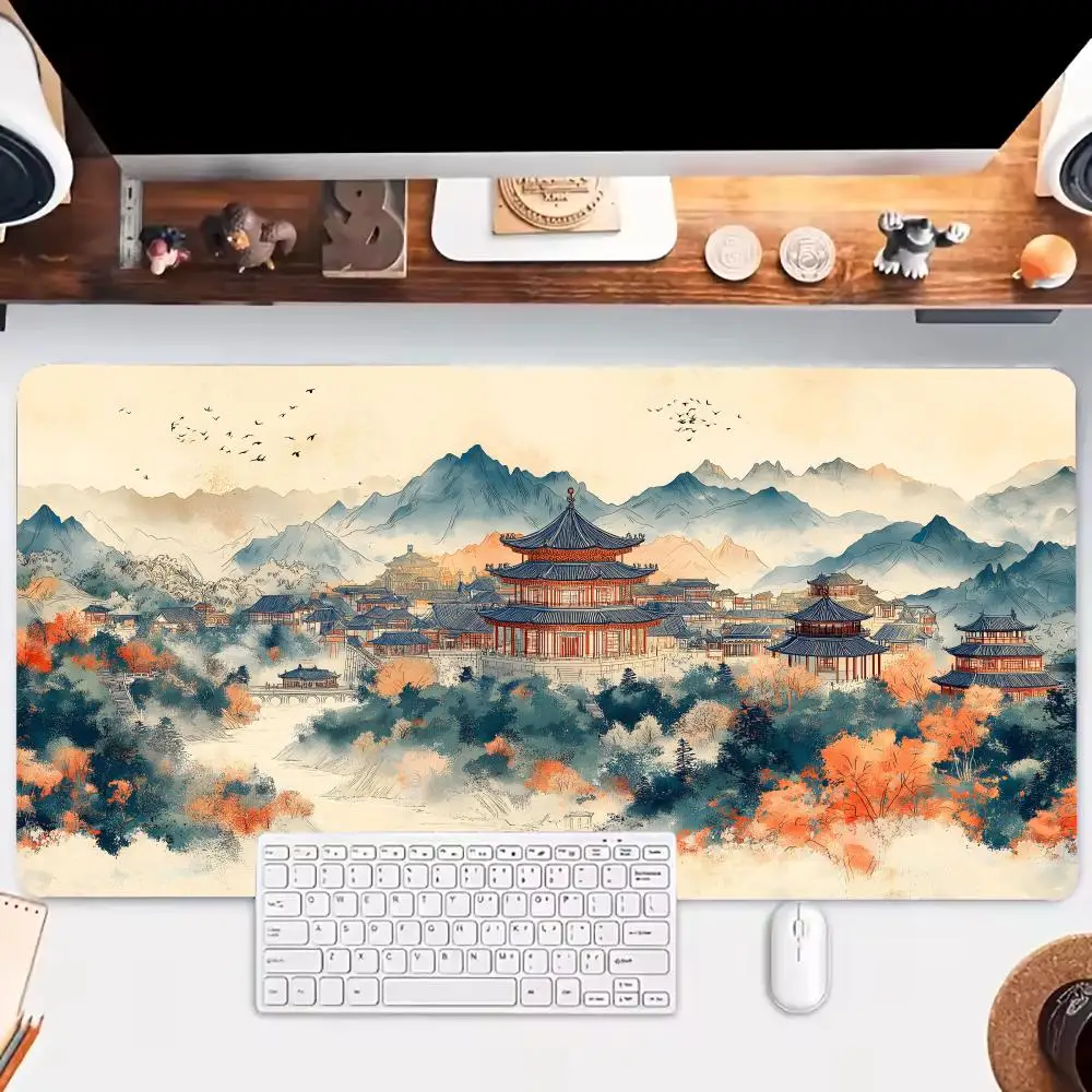 

Chinese style ink painting Mouse Pad Large Gaming Gamer Keyboard Mousepads Non-slip Laptop Tablet Mat Mousepad PC Locked Playmat