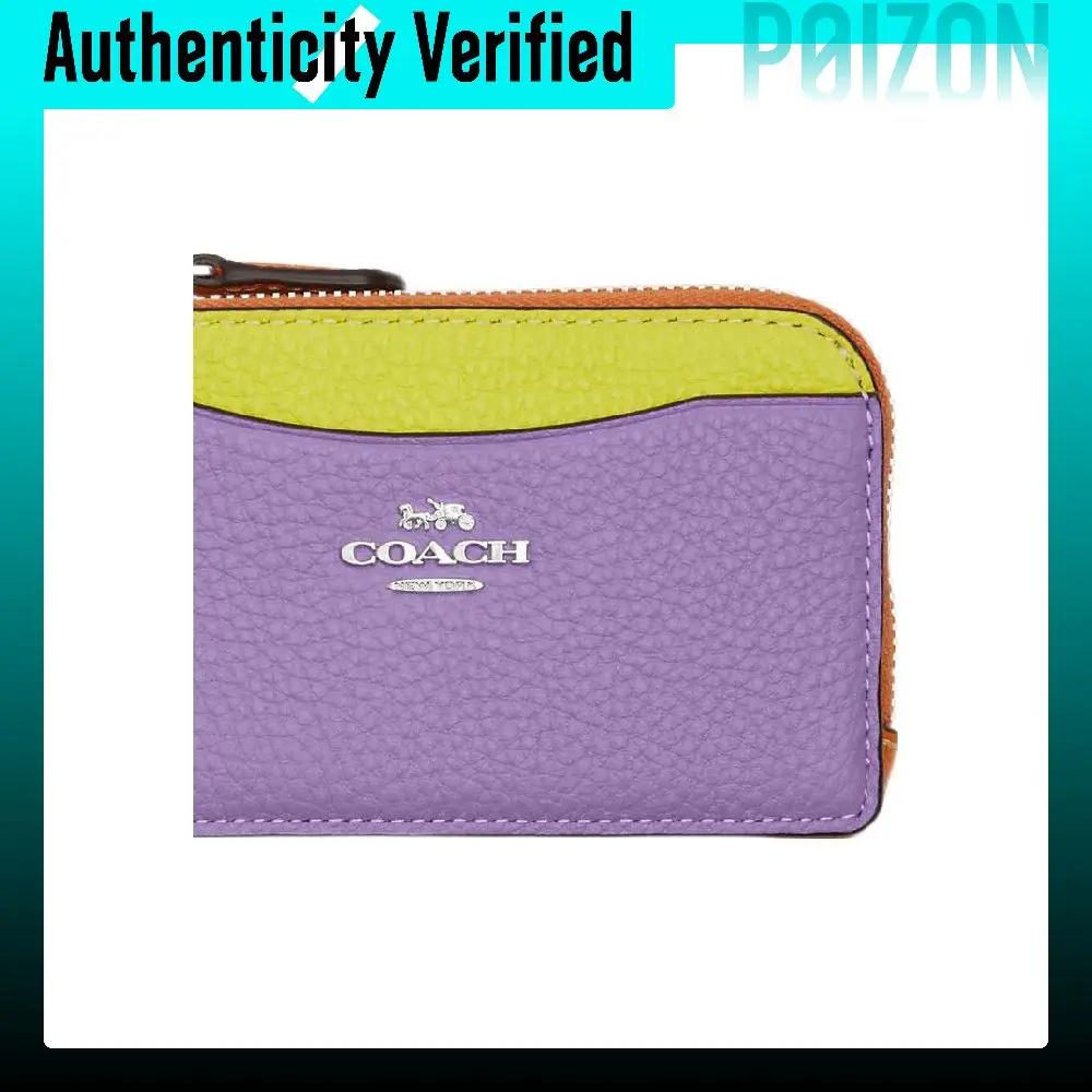 COACH Card Case Pebbled Leather Wallet, Card Holder Women's Purple CL680-SVPSK