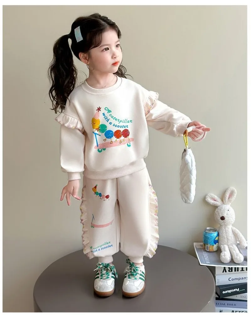 RAISE Herbst Kinder Mädchen 2-teiliges Kleidungsset 2-8 Jahre Mädchen Cartoon-Sweatshirts Anzüge 2026 Lose Lässige Hosen mit Elastischem Bund Outfit – Detail 7