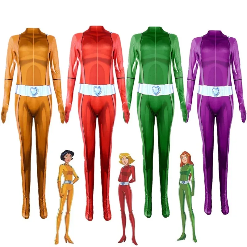 بدلة نسائية 72th T-Totally S-Spies التأثيرية للأطفال بدلة أنيمي كلوفر Ewing للهالوين سامانثا سيمبسون ألي