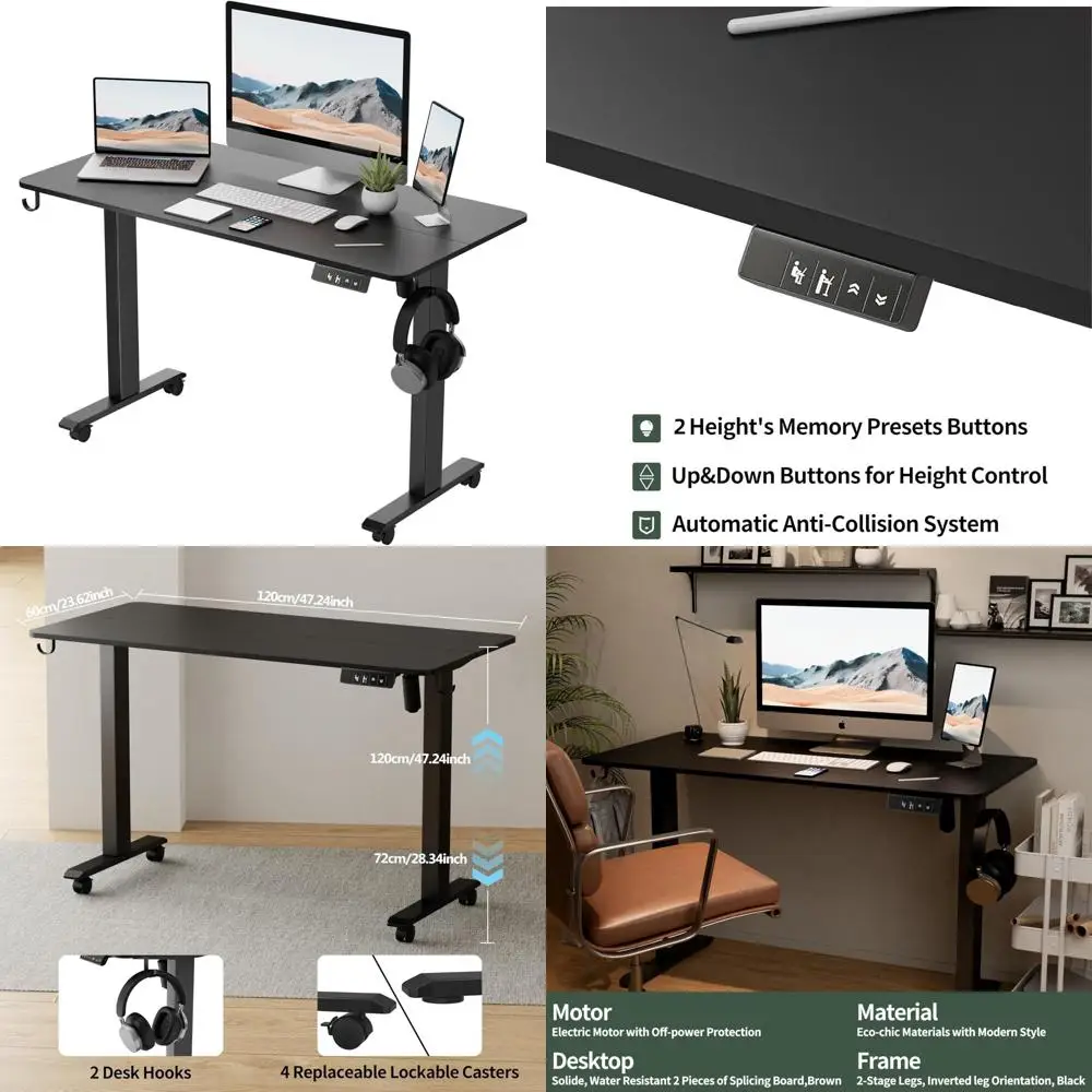 

Electric Adjustable Height Desk, 47 x 24 Splice Board, Stand-Up Sit-Down Computer Desk