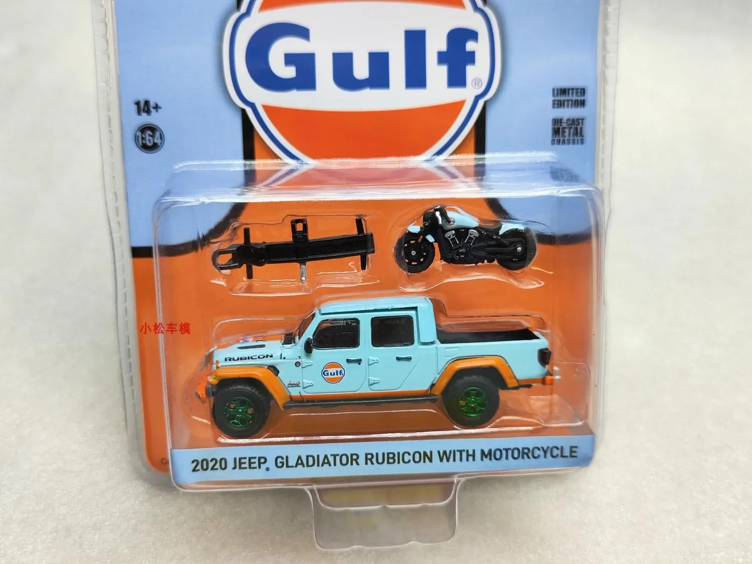 1:64 2020 Jeep Gladiator RUBICON&Motorcycle Gulf Oil Green Edition