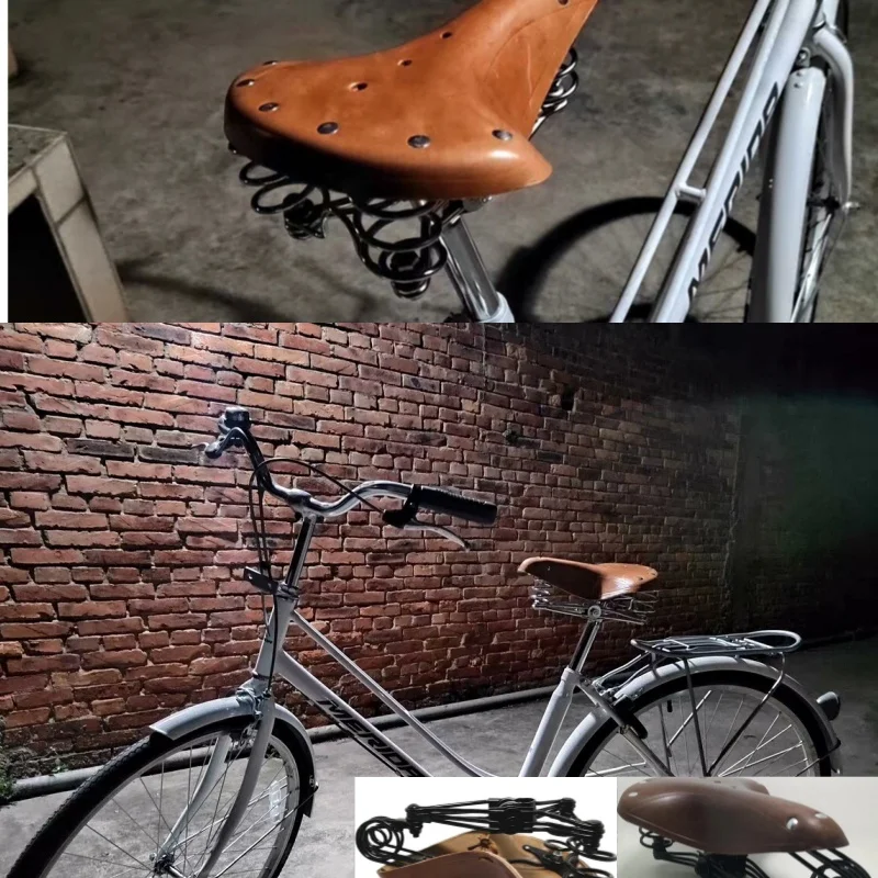 

Old Style Genuine Saddle G10 FREE-Bicycle Saddle 100% Cowhide Saddle Vintage Elephant Spring Leather