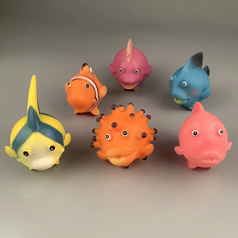 Kids Bath Play Water Toys Creative Fun Simulation Of Marine Animals Cartoon Cute Spray Fish Squeeze Soft Rubber Bathroom Play