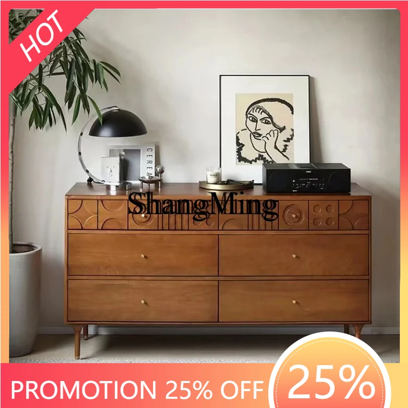 

SM household retro solid wood chest entrance entrance wall storage sofa partition multi-functional locker