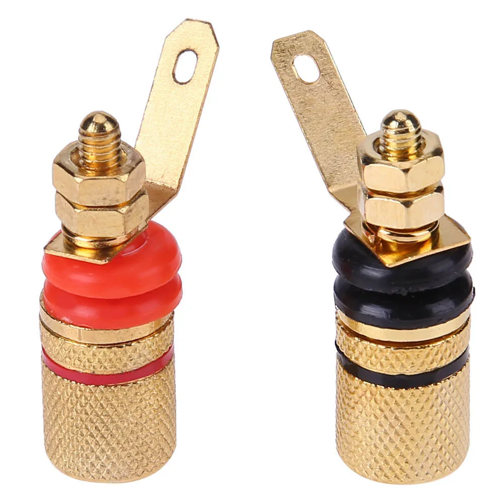 2 Stuks Luidspreker Diy Terminal Connector Vergulde Binding Post Luidspreker Binding Posten Audio Terminal 4Mm Bananenstopcontacten