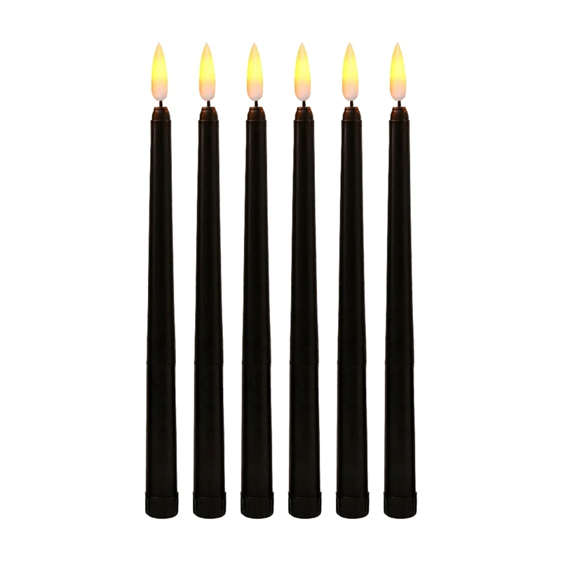 Pack Of 18 Black LED Birthday Candles,Yellow Flameless Flickering Battery Operated LED Halloween Candles