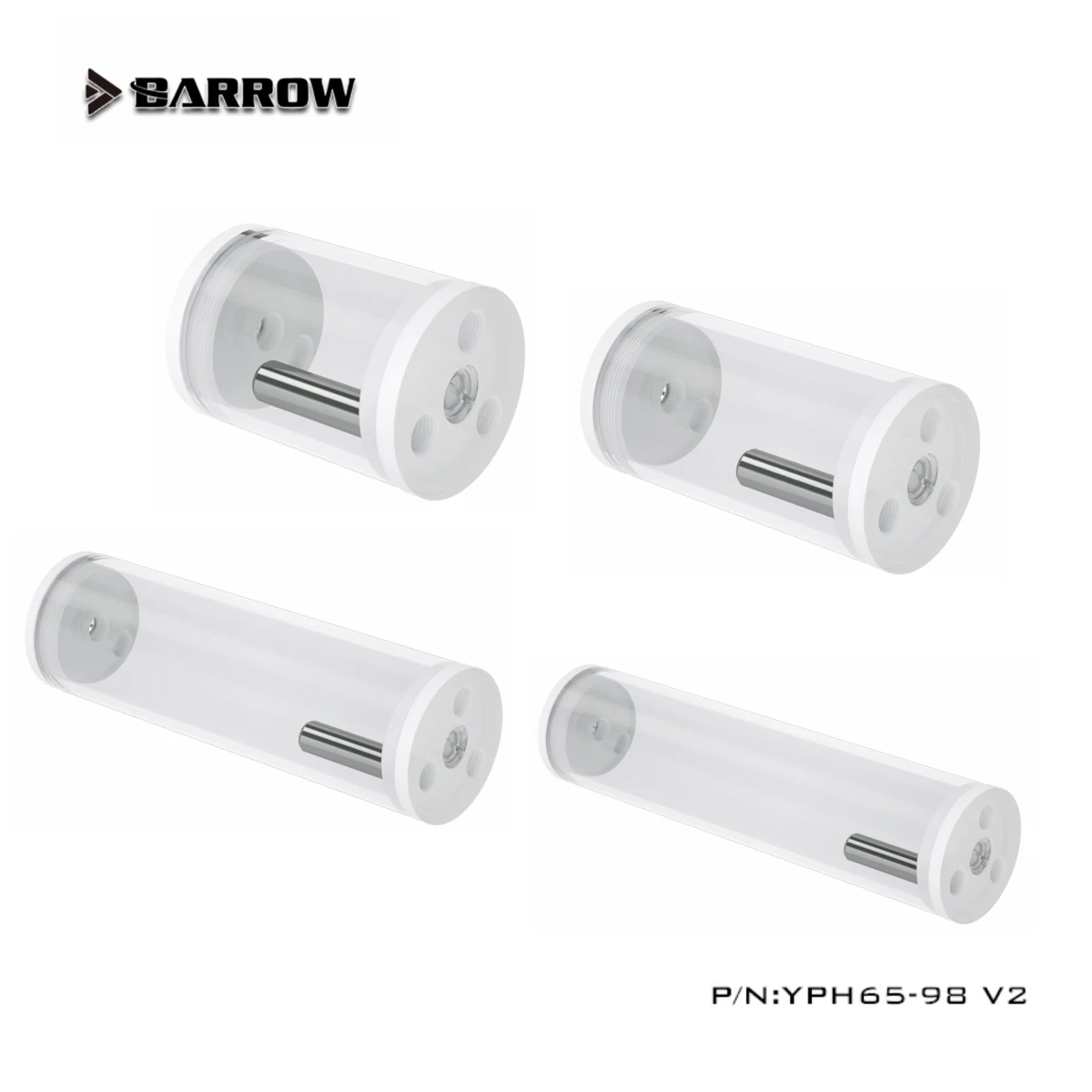 Barrow YPH65 V2,65mm Diameter Acrylic Transparent Reservoir Tank,Black/White,98/135/ 220/300mm,Water Cooling Reservoirs