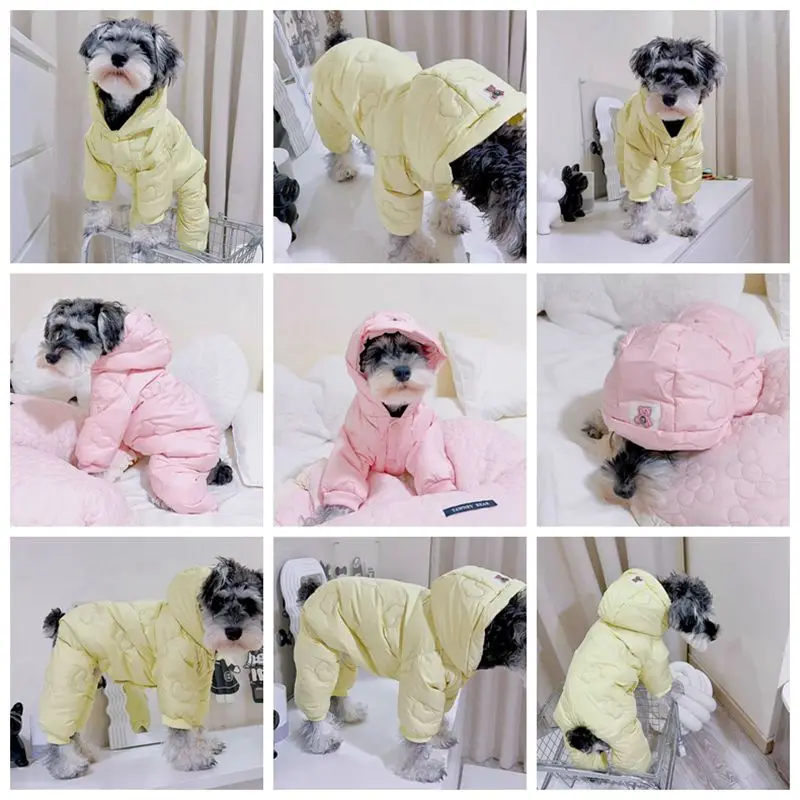 Thickened Pet Dog Down Jackets insulation Winter Pet Cat Four Legged Coat Outfit Schnauzer Down Sweet Dog Jacket Puppy Clothing