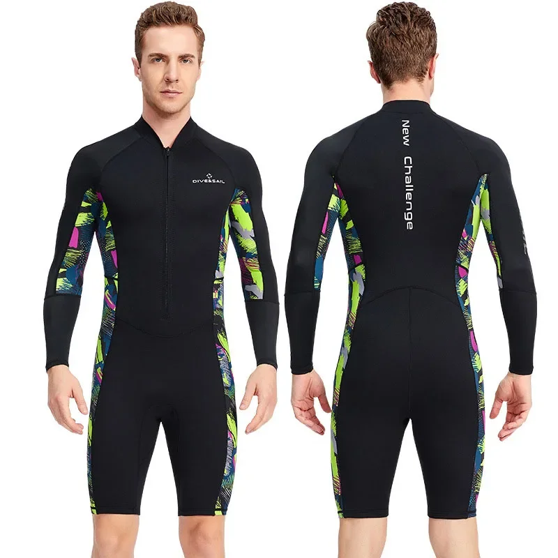 

2024 1.5MM One-piece Swimsuit Long Sleeve Diving Suit Sport Warm Men Wetsuit Outdoor Sunproof Male Snorkeling Surfing Swimwear