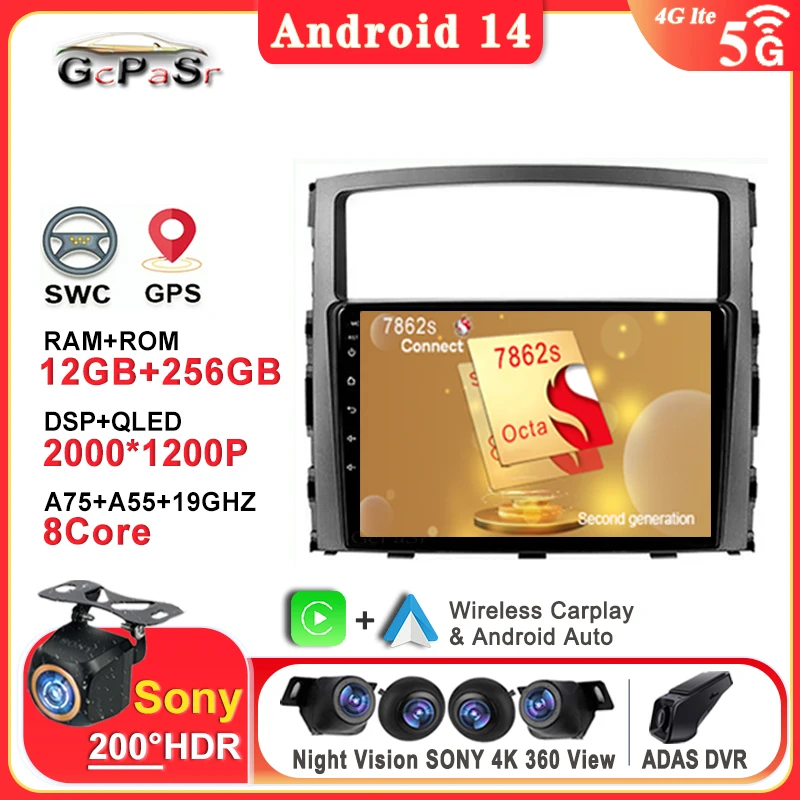 

Android 14 For Mitsubishi Pajero 4 V80 V90 2006 - 2014 Car Radio Multimedia Video Player Navigation Head Unit Screen No 2Din DVD