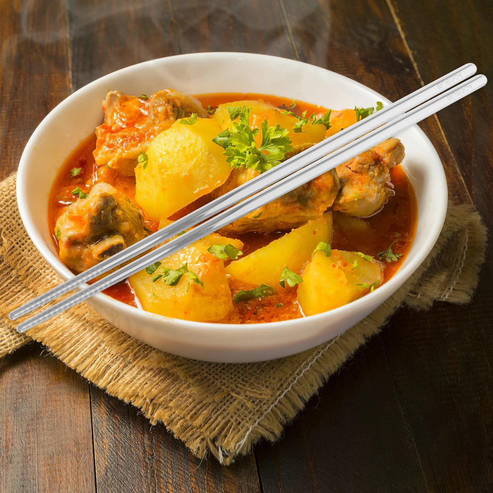 

5Pairs Stylish Nonslip Stainless Steel Chopsticks Dishwasher Safe Reusable Korean Metal for Home Restaurant Chopsticks Korean