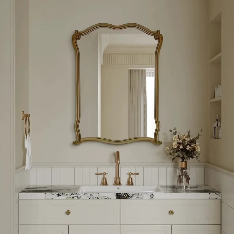 

Lighted Irregular Toilet Led Bathroom Mirror Shower Smart Wall Baroque Bathroom Mirror Ornate Vintage Wood Home Furniture