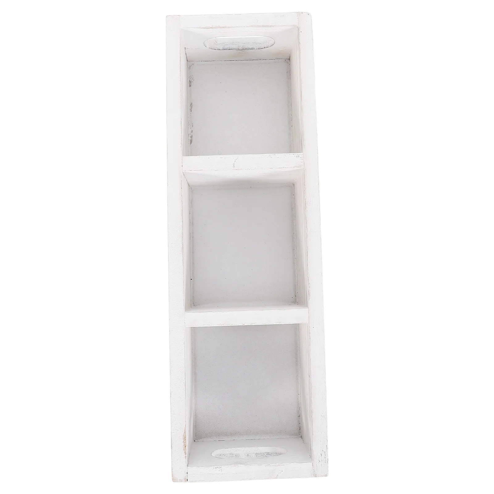 Wooden Tea Chest Organizer 3 Section White Compact Wood Tea Bag Storage Box Sugar Packet Holder Kitchen Countertop Organization