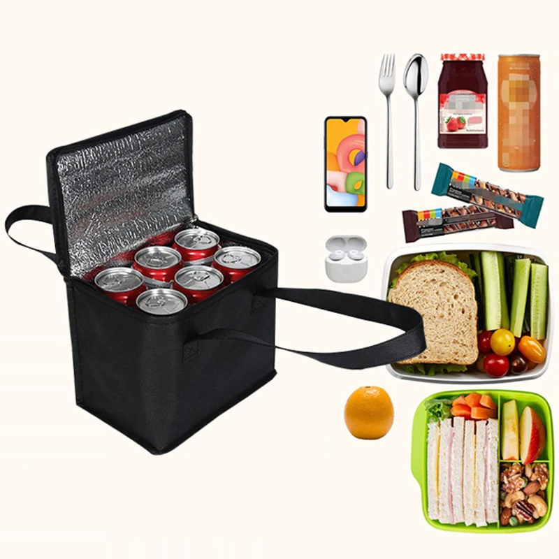 Portable Lunch Cooler Folding Bags Insulation Picnic Ice Pack Thermal Bag Outdoor Beach Camping Drink Food Carrier Tableware