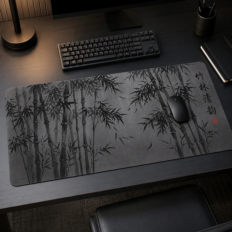 Mouse Pad Black Grey Ink Bamboo Forest Gamer printon demand Large Home New Mousepad XXL keyboard pad Mouse Mat Soft Table Mat
