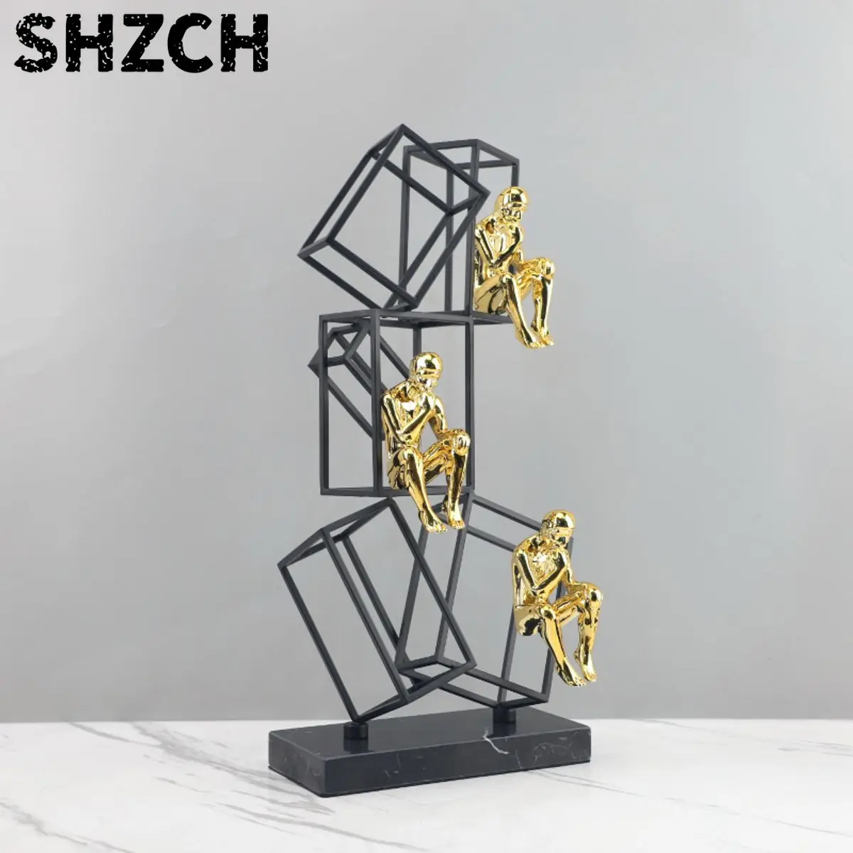Modern Abstract Art Creative Thinker Figure Sculpture Home Office Unique Table Display Resin Character Statues