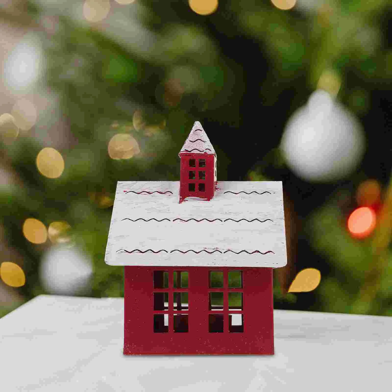 

Christmas Iron Tabletop Igloo Ornaments Gingerbread House Decorations Wrought Micro Village Houses Desktop Holder