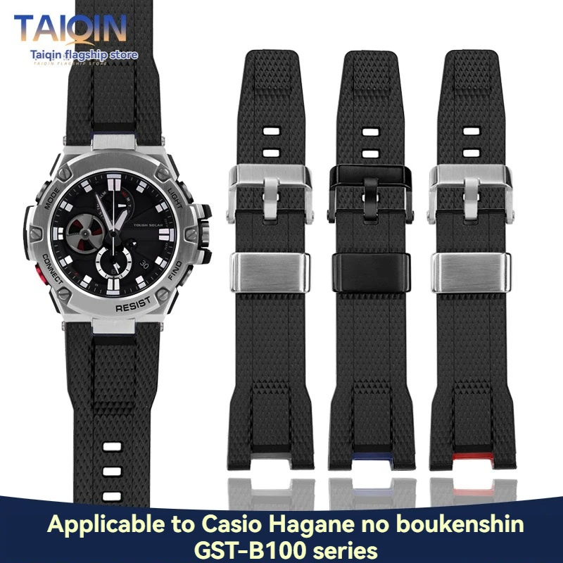 Resin Silicone Watch Strap For Casio Steel Heart GST-B100/410/W100/S110/W300/210 Watchband Men's Waterproof Sports Wristband