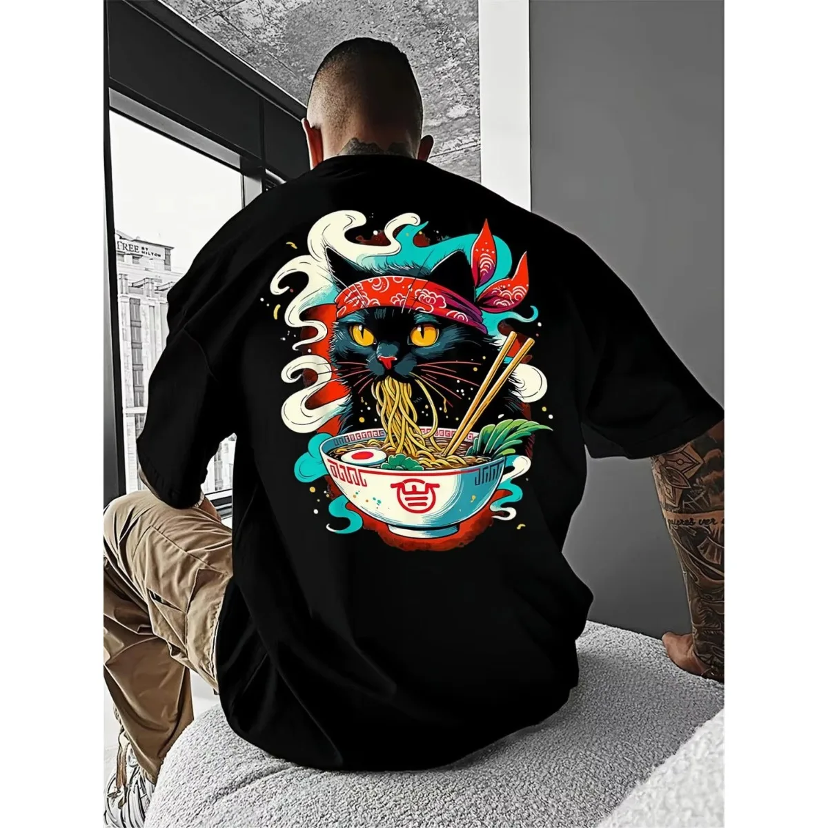 

Personalized pattern T-shirt men's summer new trend fashion loose and comfortable cotton crew neck