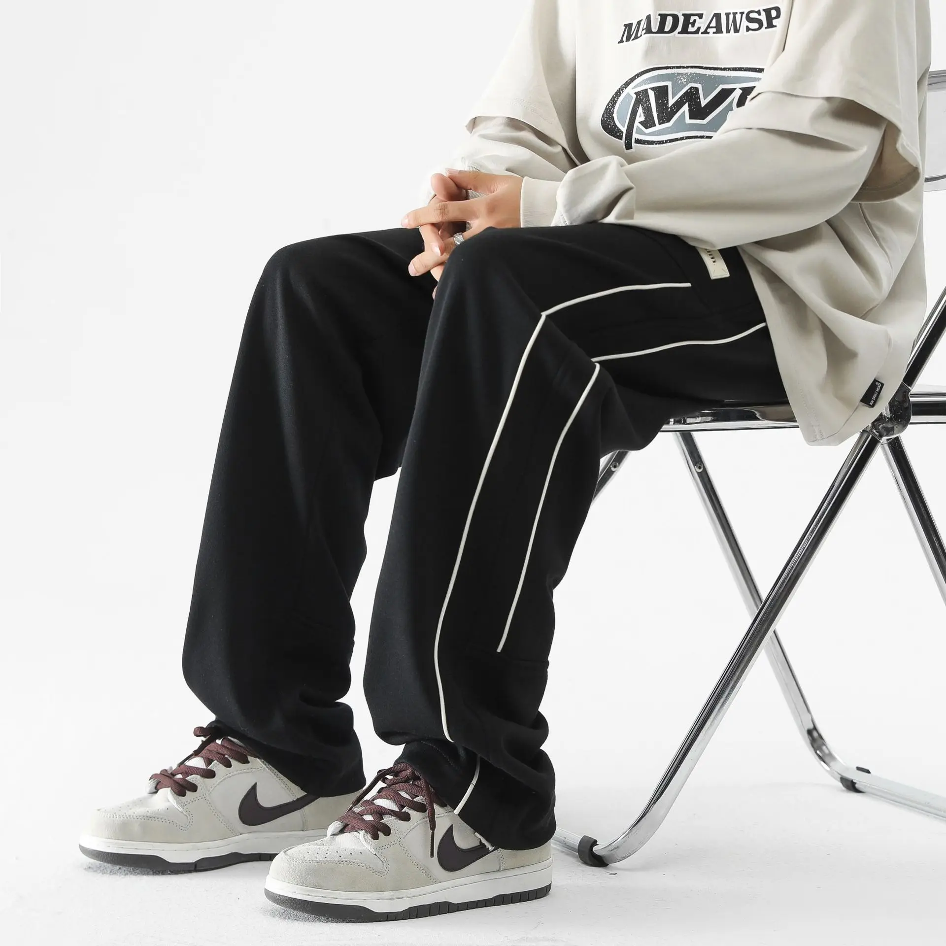 Men's and Teen Boys High Stretch Jogging Sweatpants - Preppy Loose Sweatpants with Drawstring Casual Outdoor Sportswear