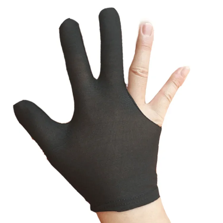 1Pcs Three Fingers Full-Finger Snooker Pool Cue Billiard Glove for Left Hand Lycra Fabrics Embroidery Billiard Accessory