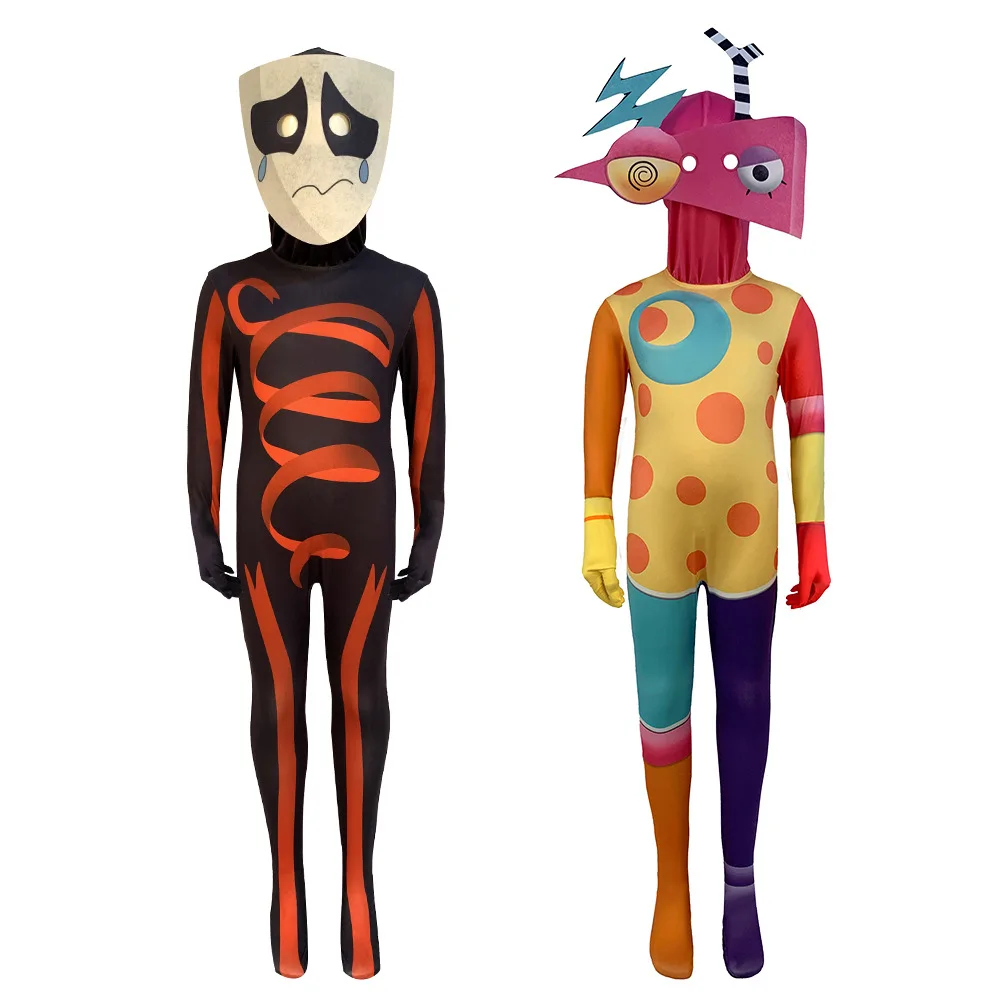 ชุดรัดรูปเวทีการแสดง Magic Number Circus Cos Tights Onesie Pomni สำหรับงานฮาโลวีน ชุดรัดรูป Pamni สำหรับผู้หญิง แฟชั่นคอสตูม