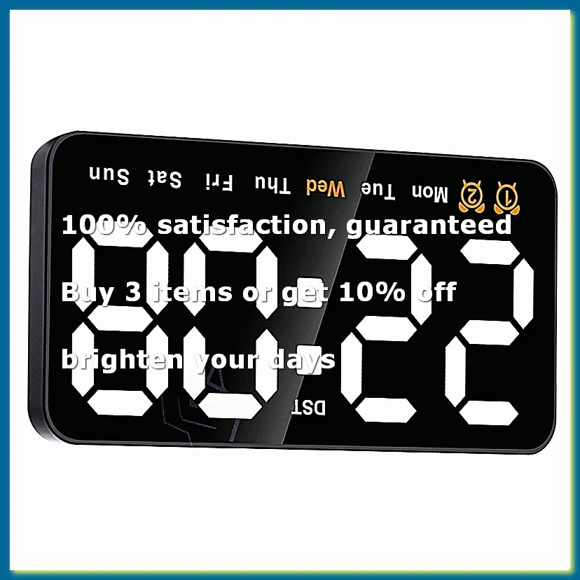 Digital Wall Clock, 9Inch LED Digital Clock Large Display with 12/24H, Big Digits,Small Silent Wall Clock(White)
