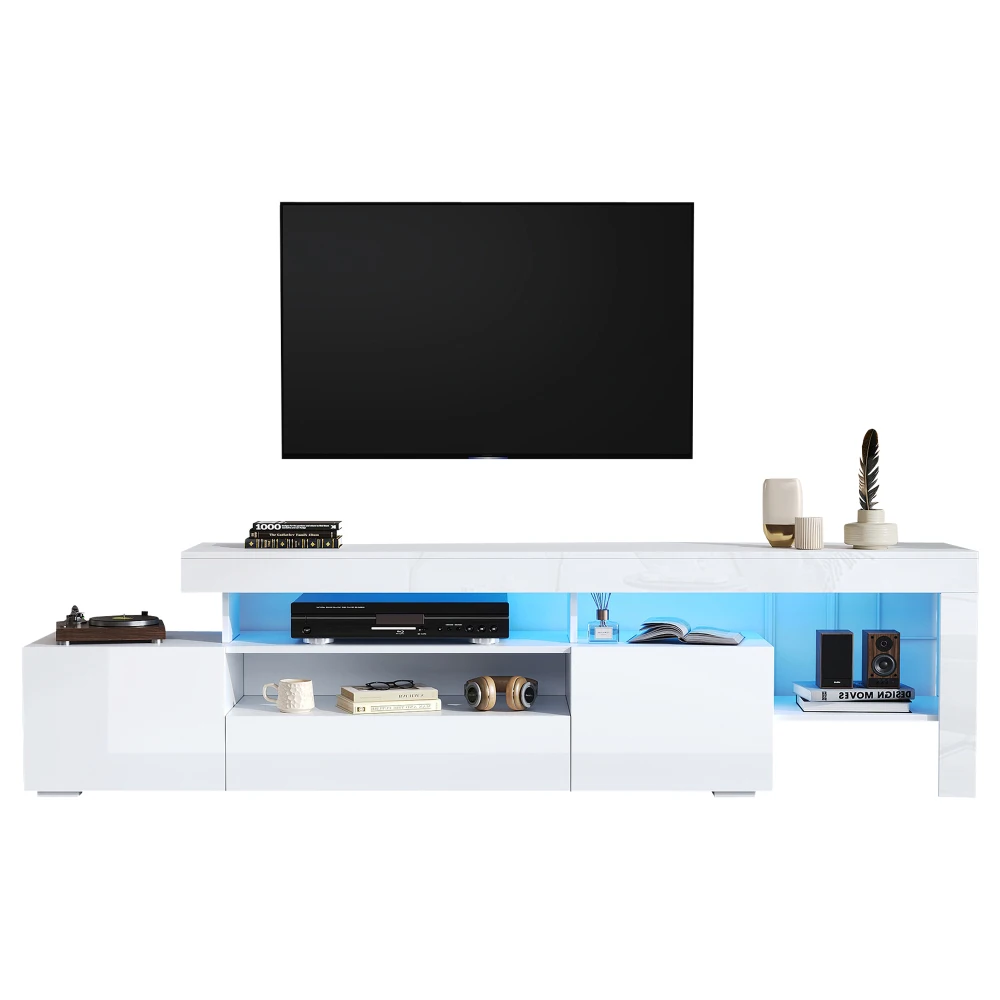 192 * 37 * 53 cm moderner Wohnzimmer-TV-Schrank mit 3 Schränken, TV-Ständer mit LED, Hochglanz-Lowboard, Kommode für 85-Zoll-Fernseher – Detail 22