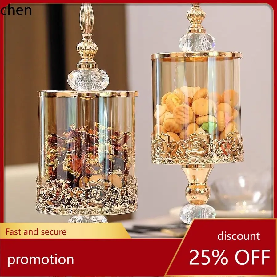 

Стеклянная банка для хранения HT Crystal с крышкой - декоративная емкость для конфет на журнальный столик в гостиной