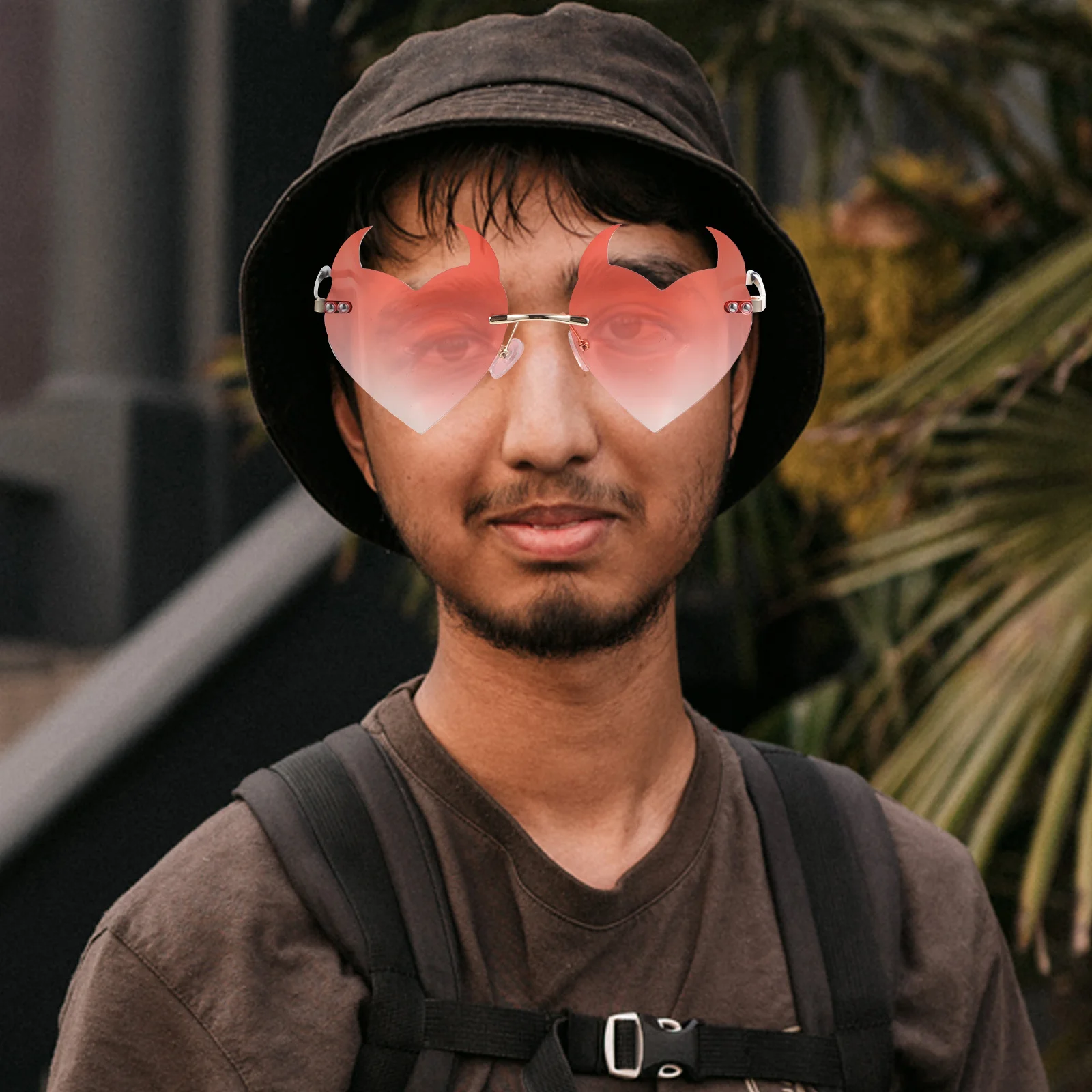 

Heart Horn Shaped Rimless Sunglasses Uv Protection Eyewear For Beach Party Outdoor Summer Travel Vintage Frameless Glasses