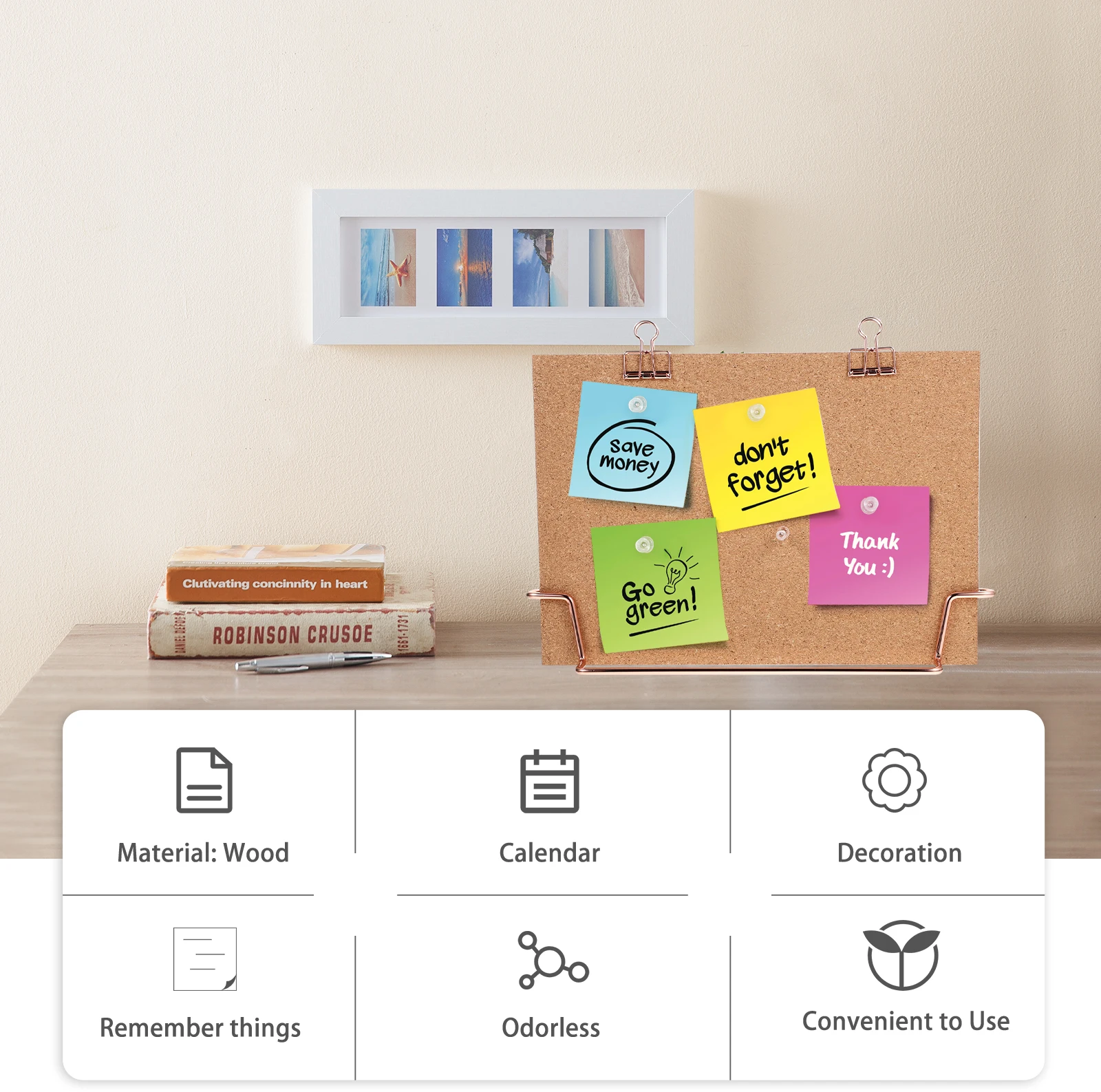 

Double Sided Cork Board Note Office for Announcement Decoration Message Bulletin Wall