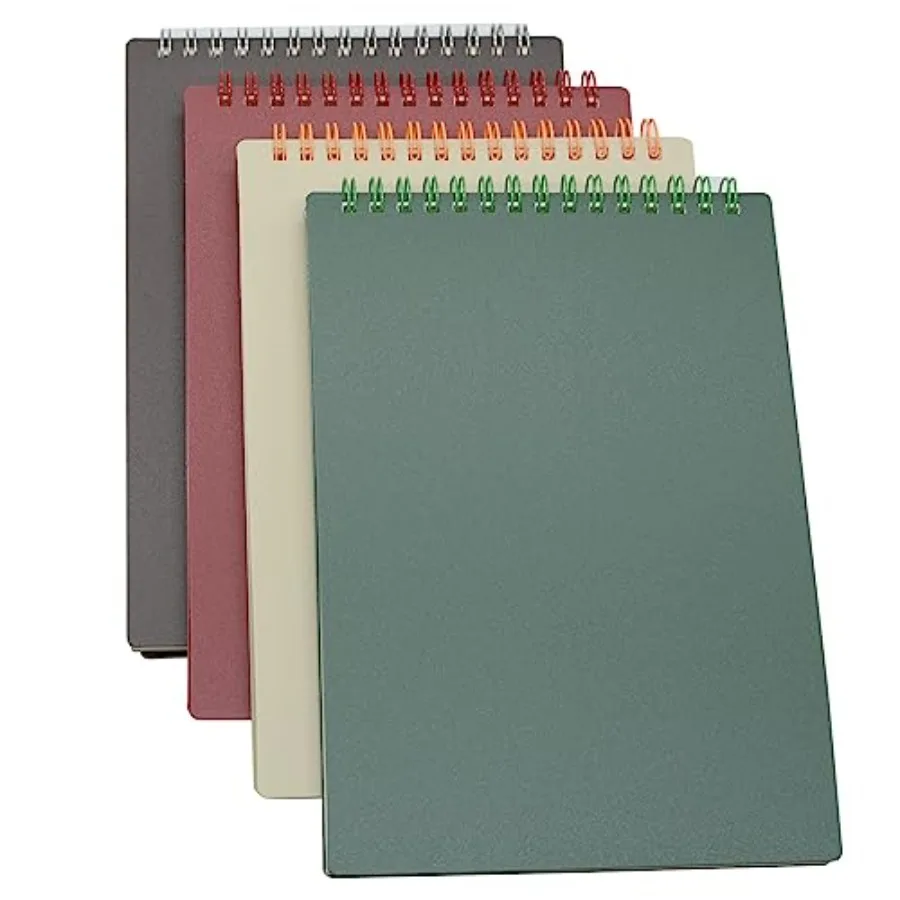 

Top Bound Spiral Notebook, 4 Pcs 4 Color A5 Size Thick Plastic Hardcover 7mm College Ruled Paper 80 Sheets 160 Pages Journal fo