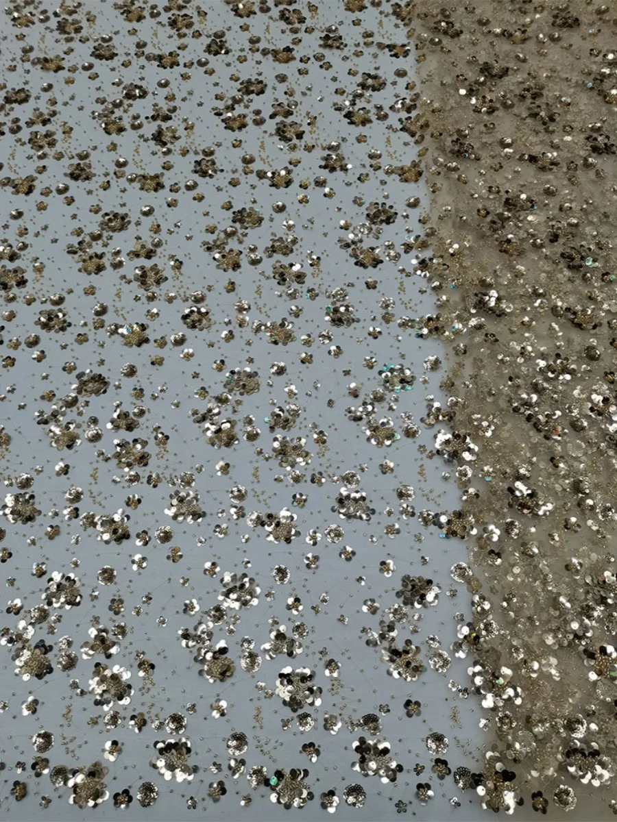 

Новая блестящая ткань из сетки с вышивкой бисером для сценических и свадебных платьев, вечерних нарядов, 2024 год