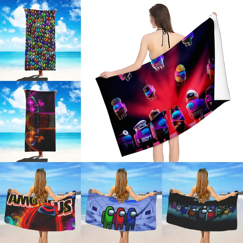 Game Amongs Us Beach Towel Microfiber Sand Free Quick Dry Soft Sandproof Pool Towels Gift for Women Travel Gym Shower Camping