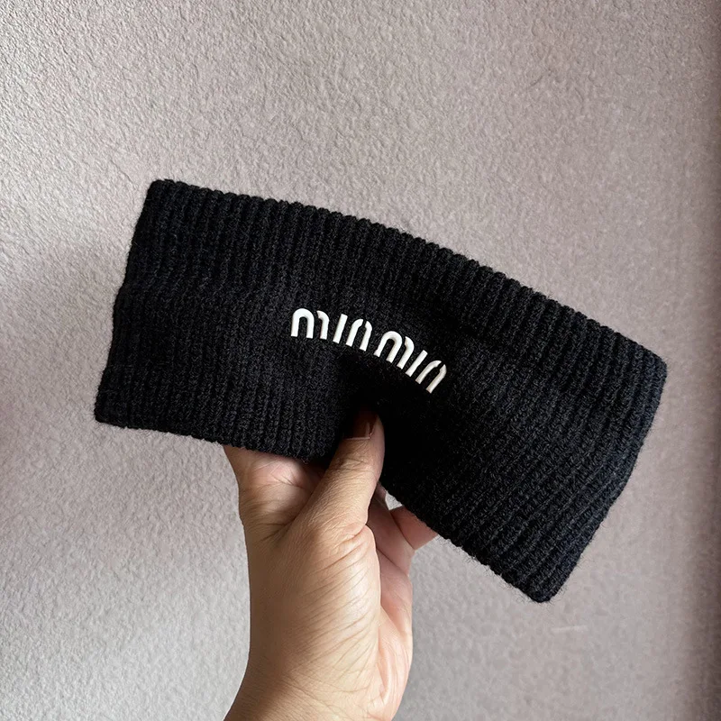 

Women Winter Broadside Headband Solid Color Knitted Warm Headwrap Girls Punk Elastic Sports Hair Bands for Hair Accessories