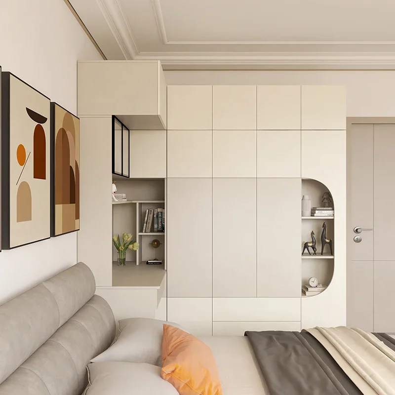 

HHCorner Wardrobe Integrated With Desk Bookcase Combination Solid Wood Small Apartment