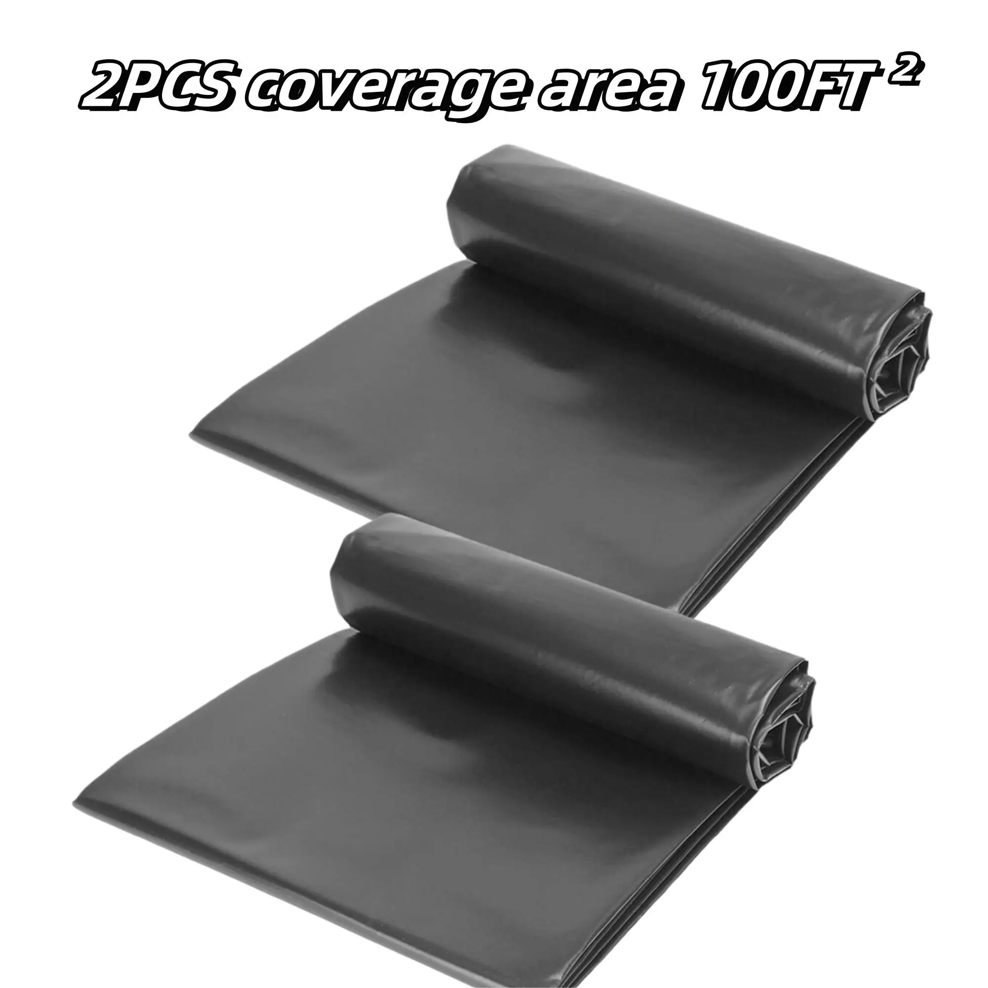 Heavy-Duty Black HDPE Pond Liner - 100FT² (2x5FT & 2x10FT) UV Resistant for Fish, Water Gardens & Waterfalls