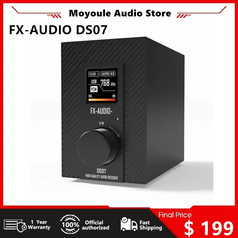 

FX-AUDIO DS07 ES9068AS HiFi Audio DAC USB XU216 DSD515 786KHz MQA Balance Decoder Bluetooth 5.0 QCC5125 LDAC XLR RCA Output