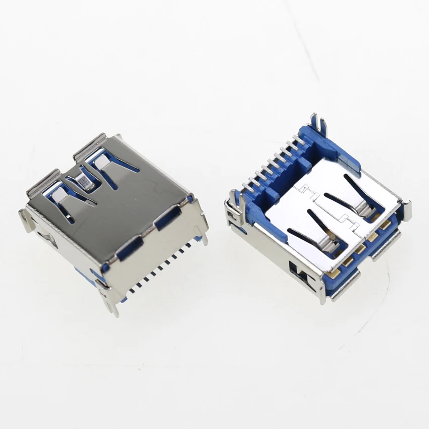 Cltgxdd 2pcs USB 3.0 A Type Female Socket Connector 180 Degree AF SMD Rear Foot Board USB3.0 Jack Charging Port