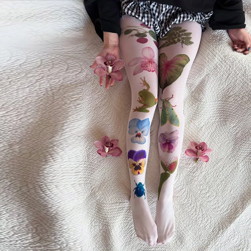 

New Velvet Sweet Cool Style JK Socks Flower Flower Pattern Pantyhose Summer Thin Anti Hook Silk Base Socks Japanese Pantyhose