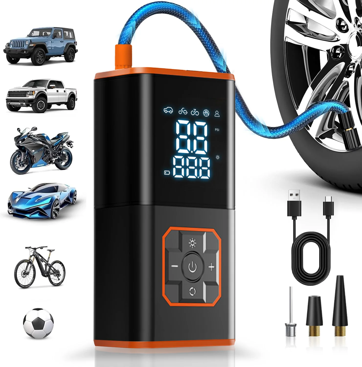 ABS Inflador de neumáticos de coche compresor de aire portátil bombas inflables de coche bomba de aire adecuada para inflar coche motocicleta bicicleta
