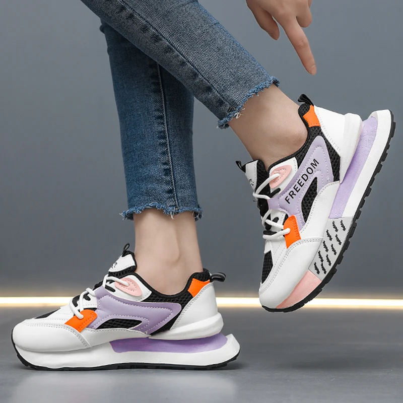 Women Vintage Sneakers Casual Platform Shoes Trainers Running Sports Shoes Outdoor Lace Up Breathable Tennis Sneakers For Female